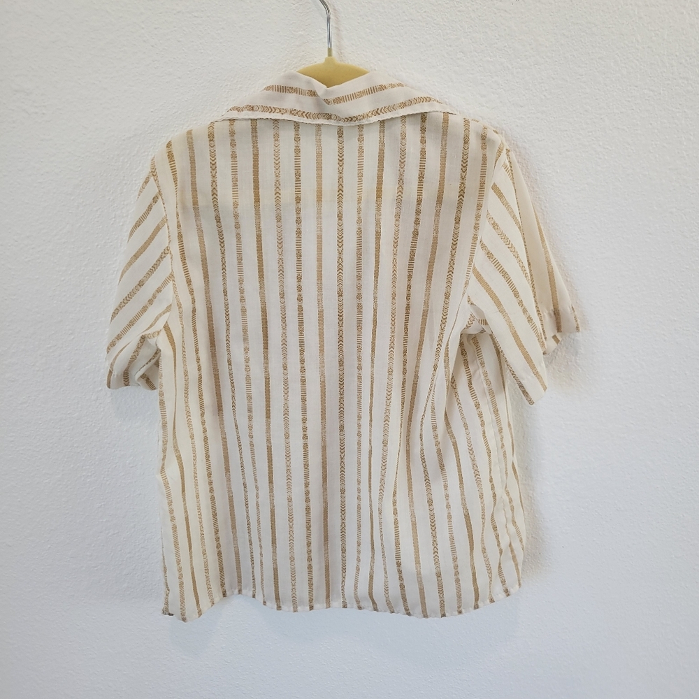 Vintage Girl Scouts White Striped Button Up Shirt Girls Size 7 - Picture 5 of 5